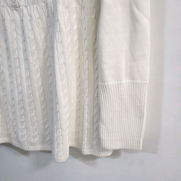 HOLLISTER Babydoll Sweater XXL EUC Cable Knit Empire Cream Off White Bella Y2K - Picture 3 of 10